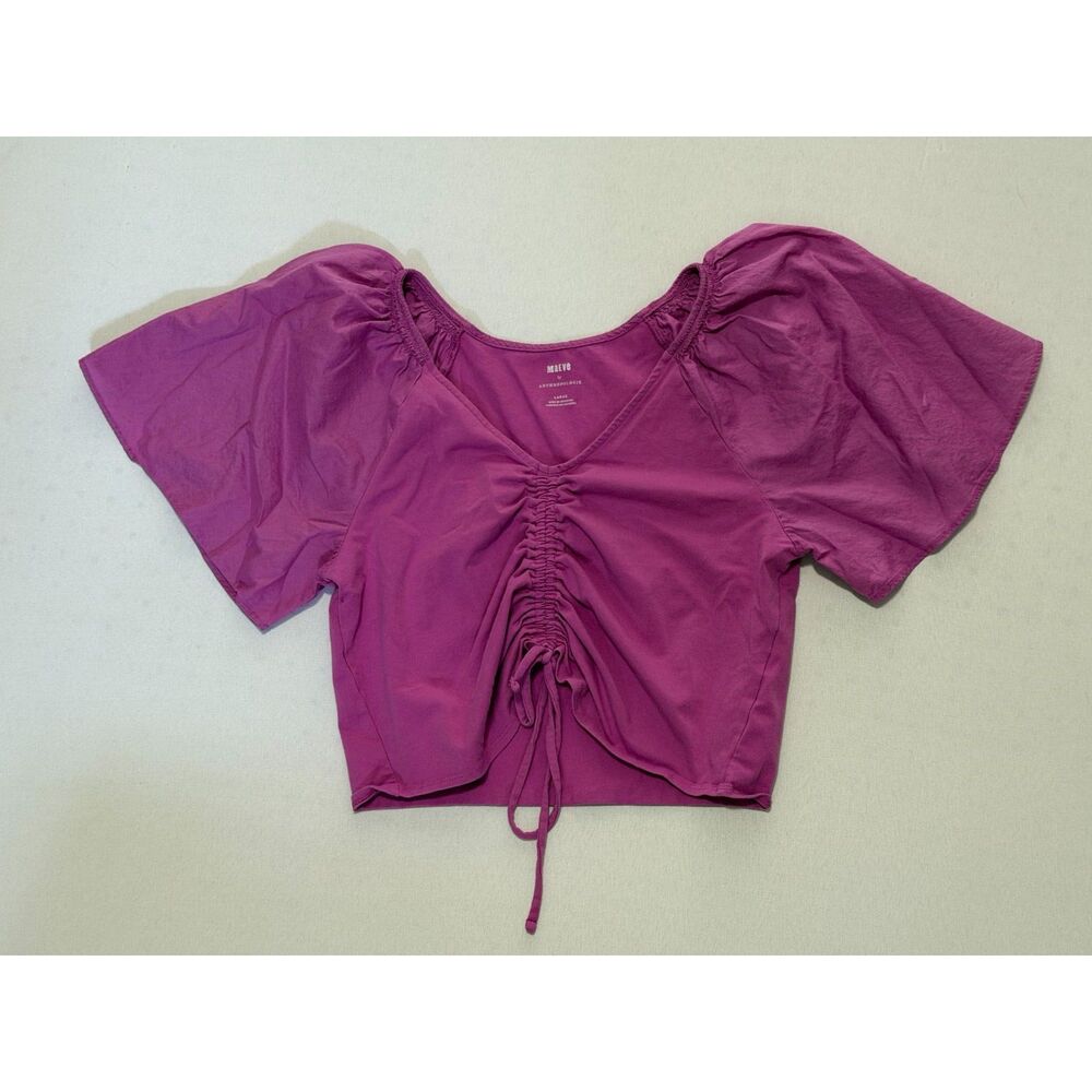 Maeve by Anthropologie Fuschia Butterfly Sleeve Top | Size Large